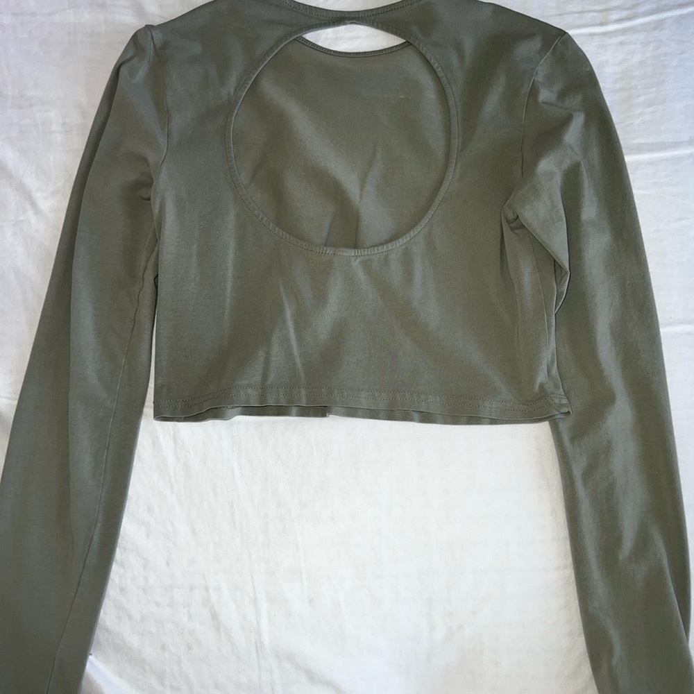 Cropped sage green long sleeve